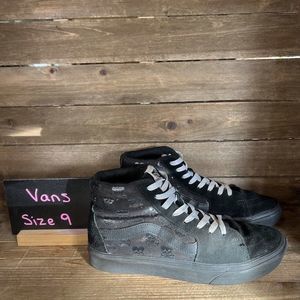 Womens Vans Sk8-Hi‎ Top Black Skull Skateboarding Shoes Sneakers Size 10.5 M GUC